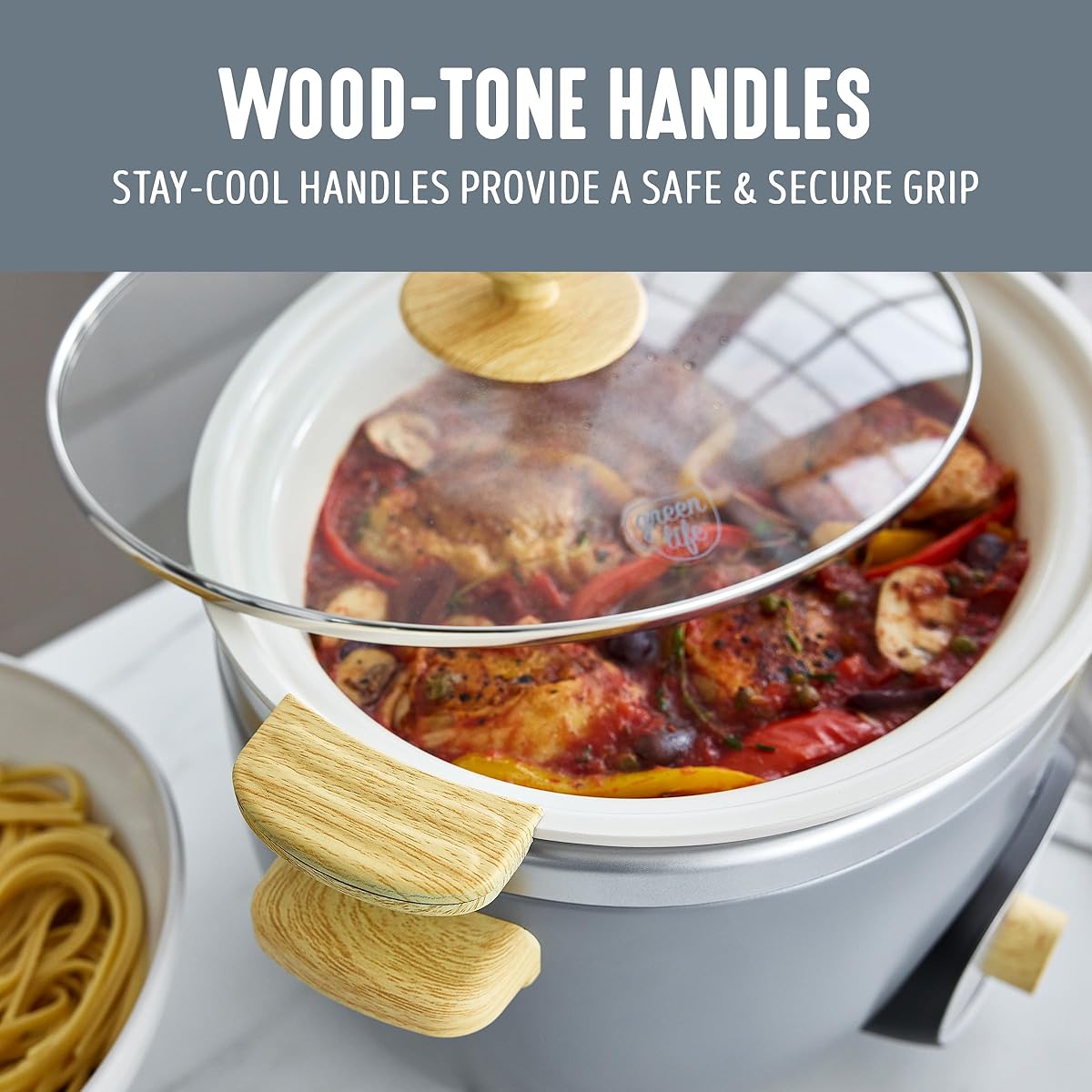 GreenLife 6QT Ceramic Slow Cooker, PFAS-Free, Programmable, Removable Healthy Nonstick Pot for Family Meals, Sear on Stovetop, Keep Warm, Digital Timer, Dishwasher Safe Crock, Turquoise - Thumbnail 5