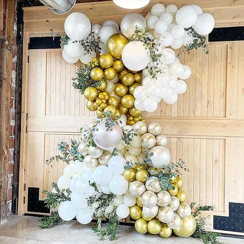 Vista 18 de KOMOREBI Globos dorados cromados de 12 pulgadas, 50 globos dorados metálicos, globos dorados brillantes, globos de látex metálicos cromados para Oro