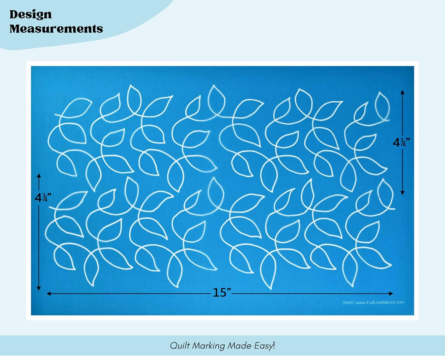 Full Line Stencil - Large Meandering Leaves- Edge to Edge Stencil, Continuous Line Template for Free Motion Quilting, Domestic Machine Quilting, Hand Quilting, Long-Arm Quilting (30462)
