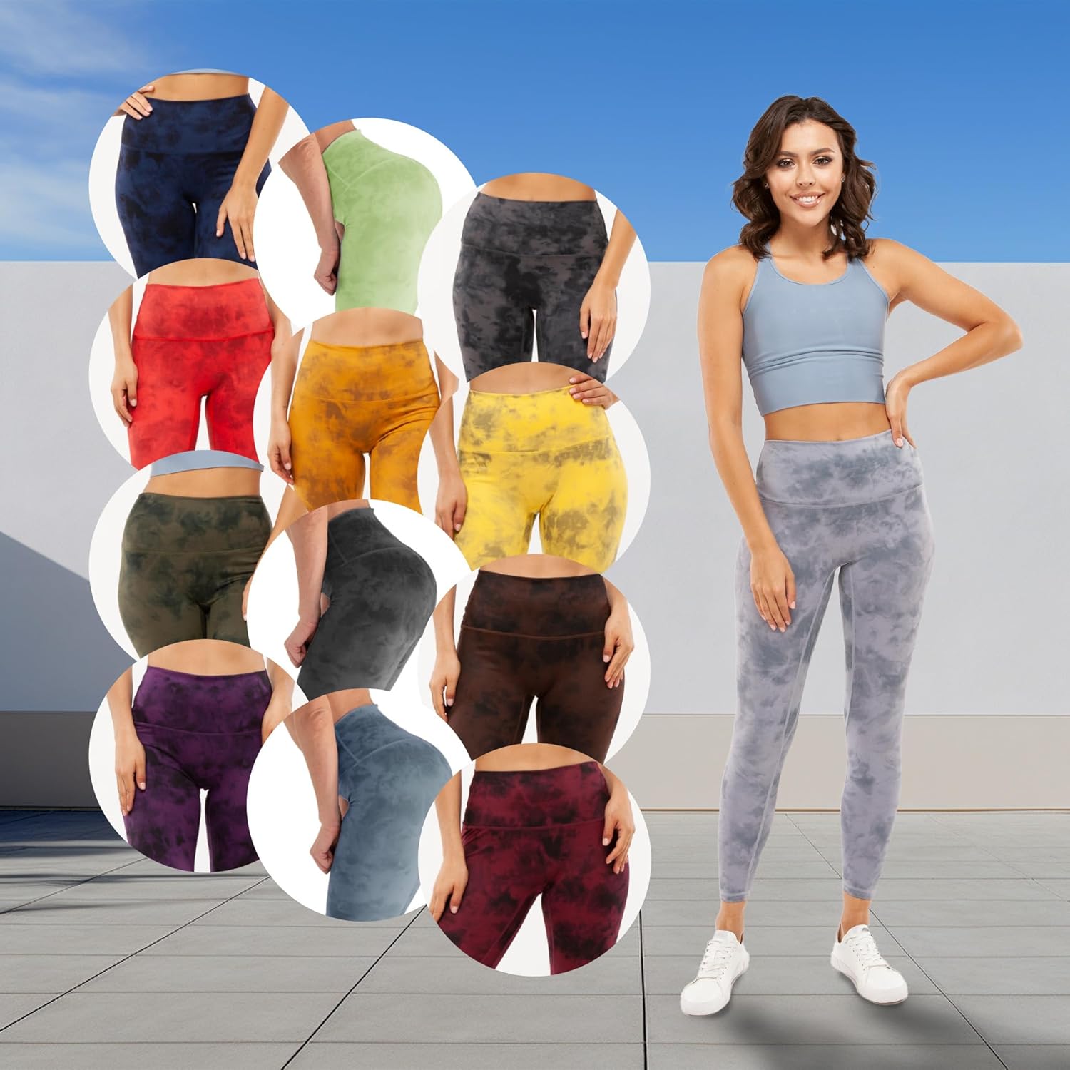 PRO-FIT High Waisted Tie Dye Leggings, Tummy Control Butt Shaper Workout Leggings, Compression, Breathable for Yoga & Fitness - Image 5