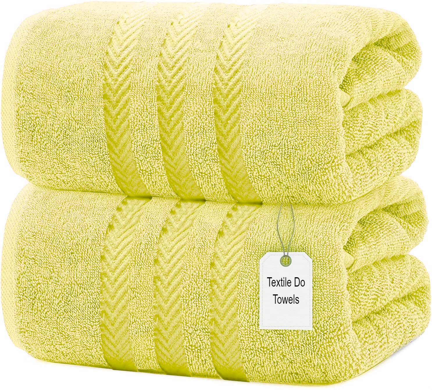 Textile Do Extra Large Jumbo Towel Bath Sheet (100 x 200 cm-600 GSM) Pure Egyptian Cotton Big Bath Sheets (Lemon, 2)