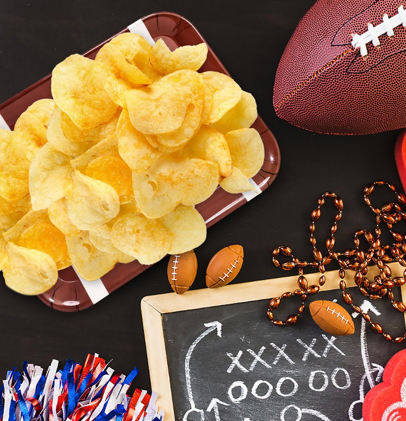 3 PCS Football Serving Trays 12.8 x 10 Inch Melamine Serving Platter Reusable Football Party Trays for Snacks Cookies Dessert Food Serving Dish Plates