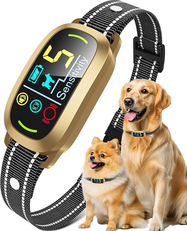 Coleira Antilatido para Cães Oliry S1 Pro com 5 Modos de Treinamento e Tela LCD, Gold
