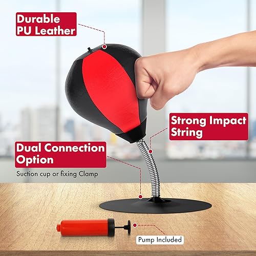 Miniatura 2 de GLACIAL Saco de boxeo de escritorio para aliviar el estrés viene con abrazadera de escritorio y ventosa extra fuerte