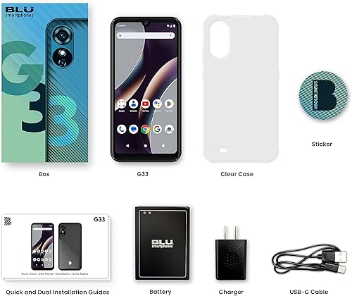 Miniatura 6 de BLU G33  2023  Batería para todo el día  Desbloqueado  Pantalla de 6.26 pulgadas  162 GB  Versión de EE. UU.  Negro