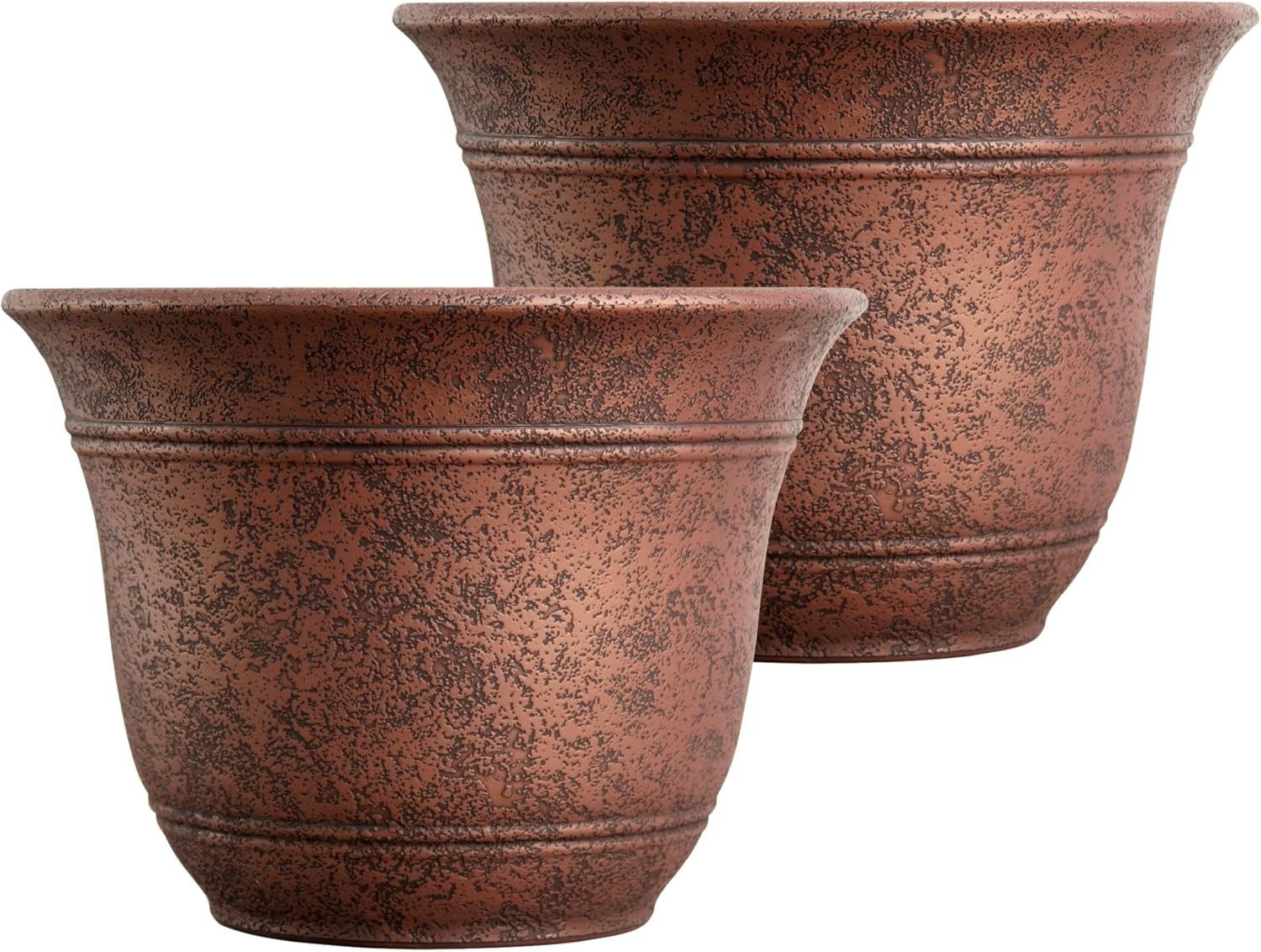The HC Companies Sierra Round Self-Watering Pot - Lightweight Plastic Planter for Herbs & More - Durable Plant Pots for Indoor Plants & Outdoor Plants (10” Rustic Redstone, Pack of 2) Rustic Redstone 10" (Pack of 2)