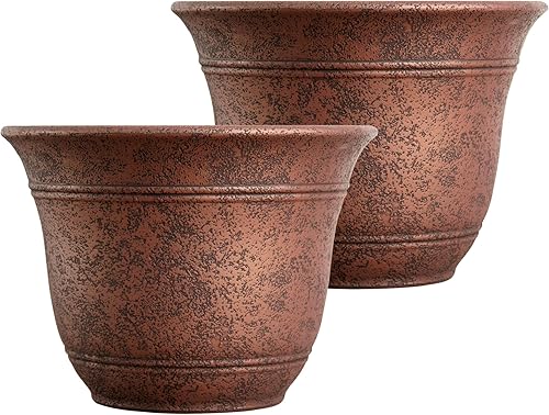 Miniatura 52 de The HC Companies Sierra - Maceta redonda de riego automático, maceta de plástico ligera para hierbas y más, macetas duraderas para plantas de Bronce