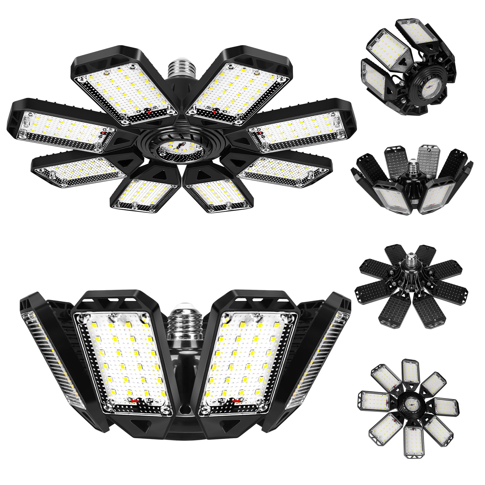 LED Garage Lights Bulb 2 Pack 180W 18000LM 6500K Led Shop Light with 6 Plus 1 Deformable Panels Basement Barn Ceiling Lights for E26/E27 — view 13