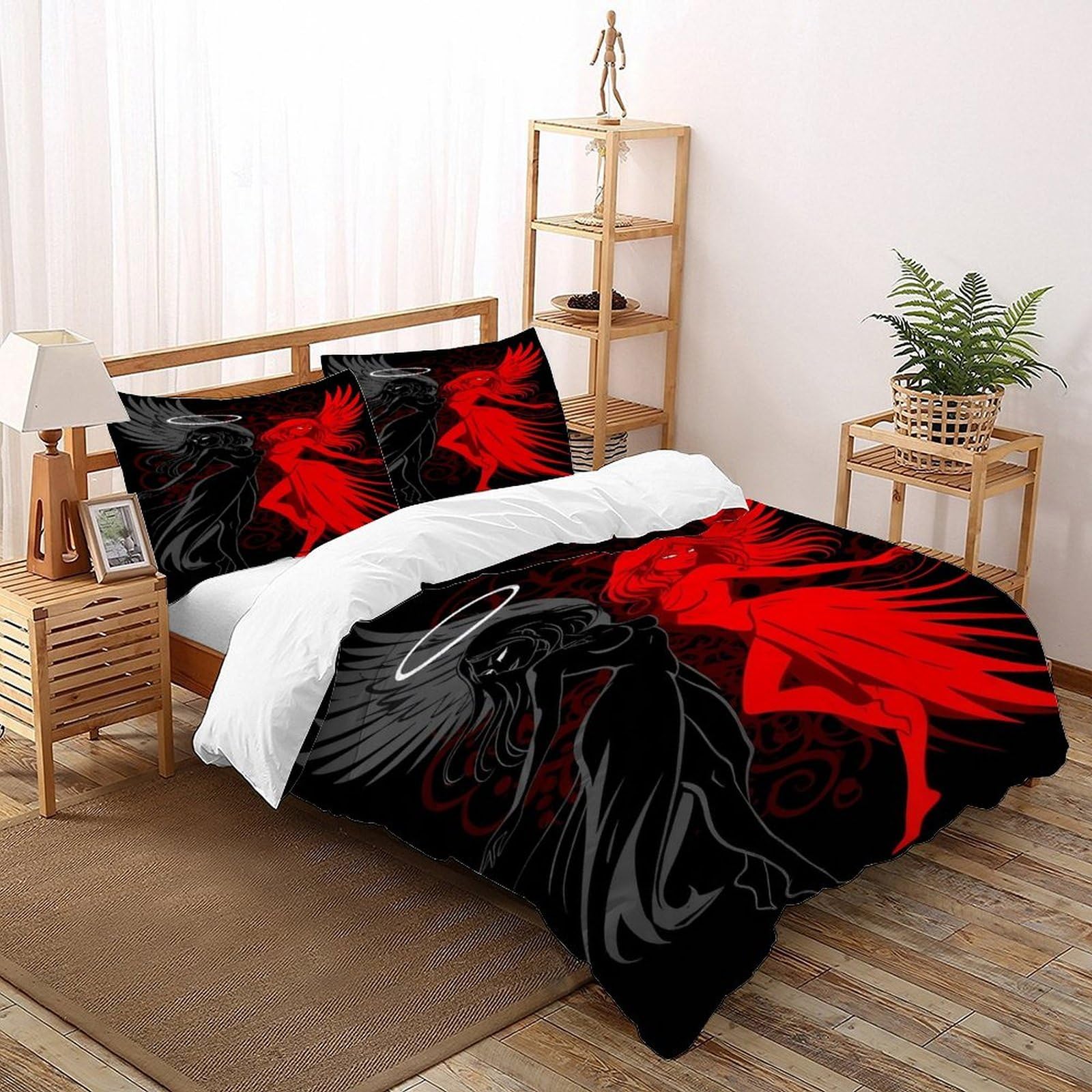 Housse de couette 3 pièces motif gothique imprimé literie microfibre adulte 260x220