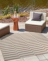 Vista 19 de Unique Loom - Alfombra de área de la colección Outdoor Striped - Rayada (5' 1" x 8' Rectangular, Verde/Marfil)