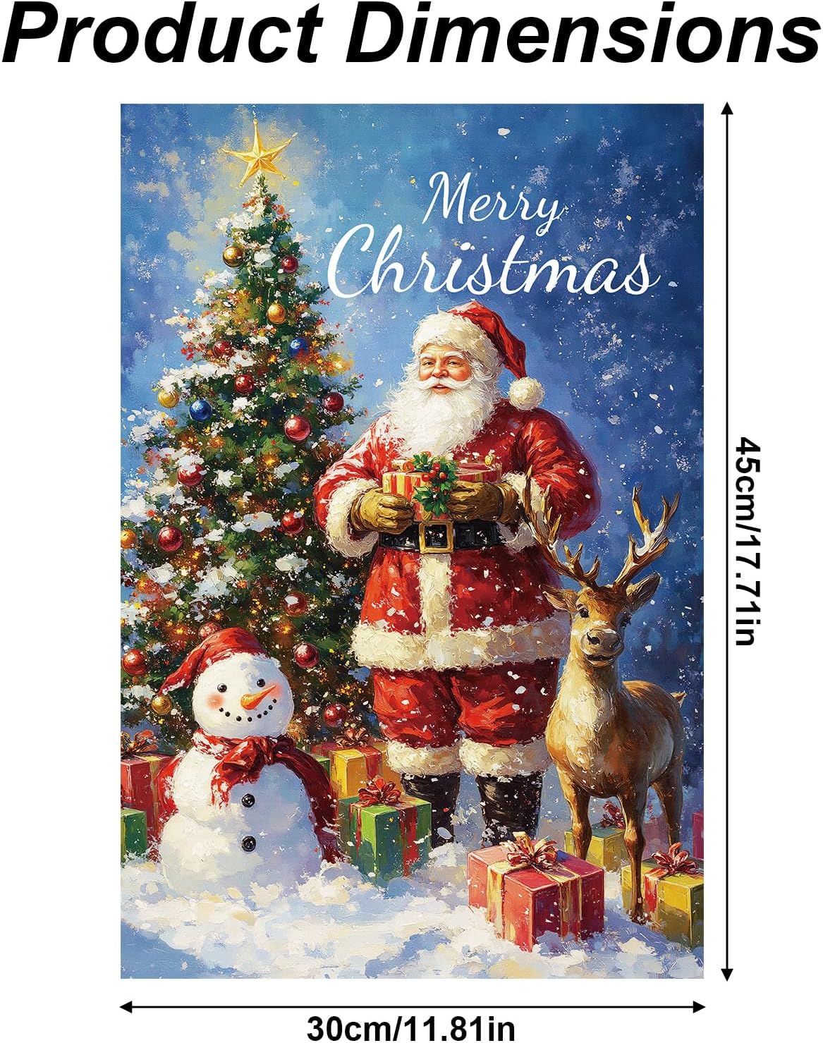 Christmas Garden Flags, 45x30cm/17.71x11.87in Double-Sided Large Christmas Flags Happy New Year Xmas Banner Winter Holiday Decorations for Outside Home Outdoor Yard Garden - Image 2