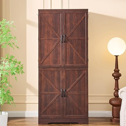 Vista 2 de LIDYUK Armario Armoire - Armario de almacenamiento de 72 pulgadas de alto con barra para colgar, estantes y cajón, armario independiente con puerta