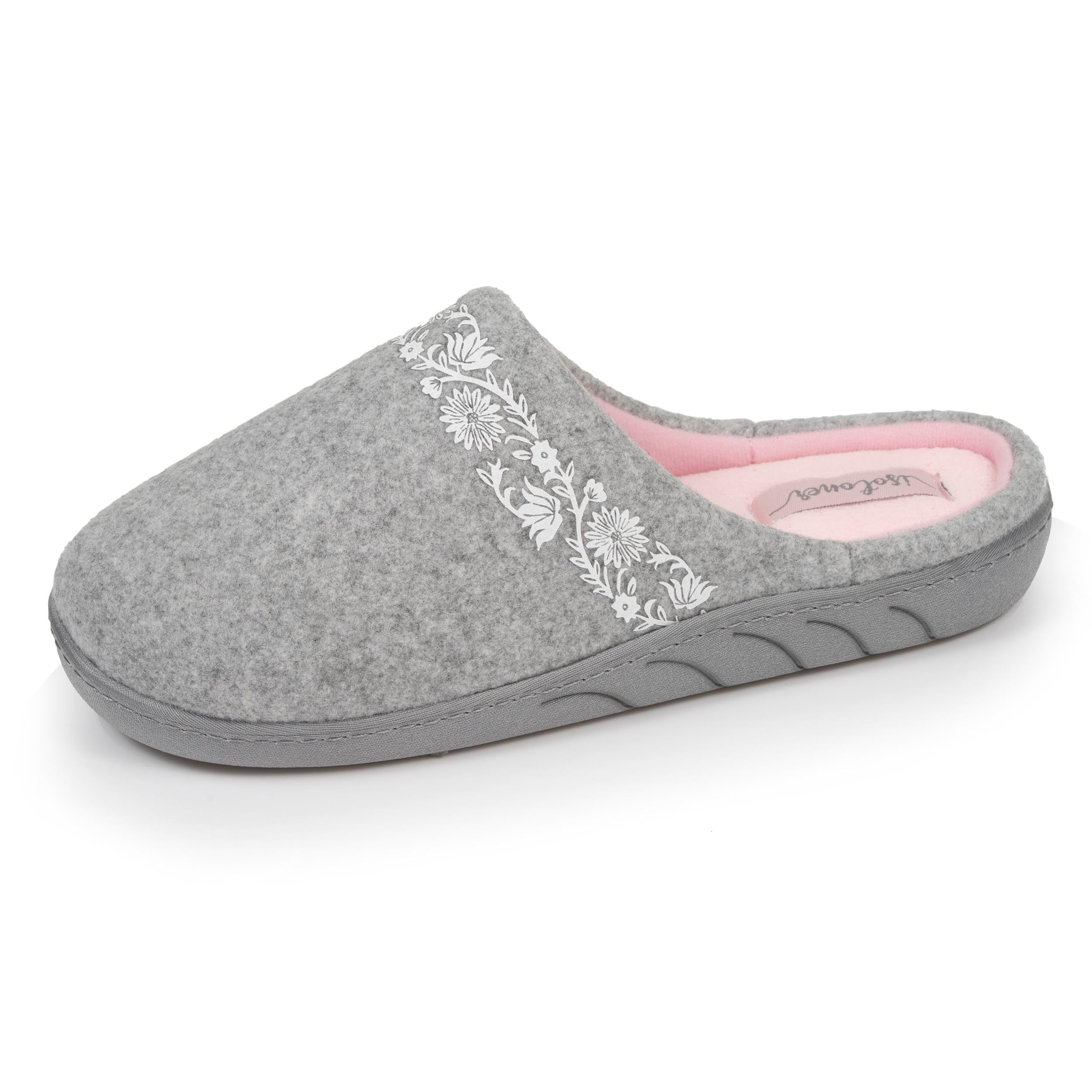 Isotoner Chaussons pantoufles Mules fille en tissu polaire, semelle ergonomique confort, 37 EU, gris chiné