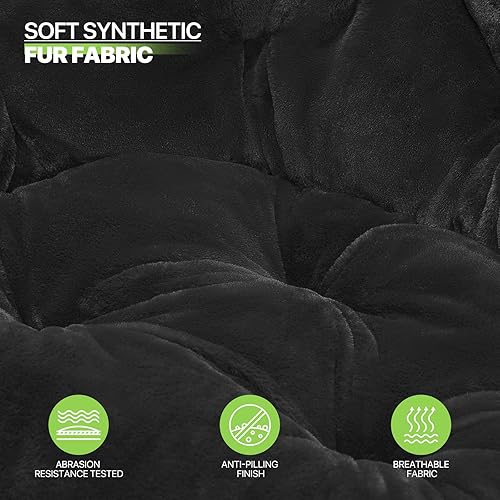 Miniatura 7 de Magshion Silla platillo con reposacabezas extraíble, silla plegable de luna para adultos, asiento de lectura cómodo de gran tamaño para dormitorio,