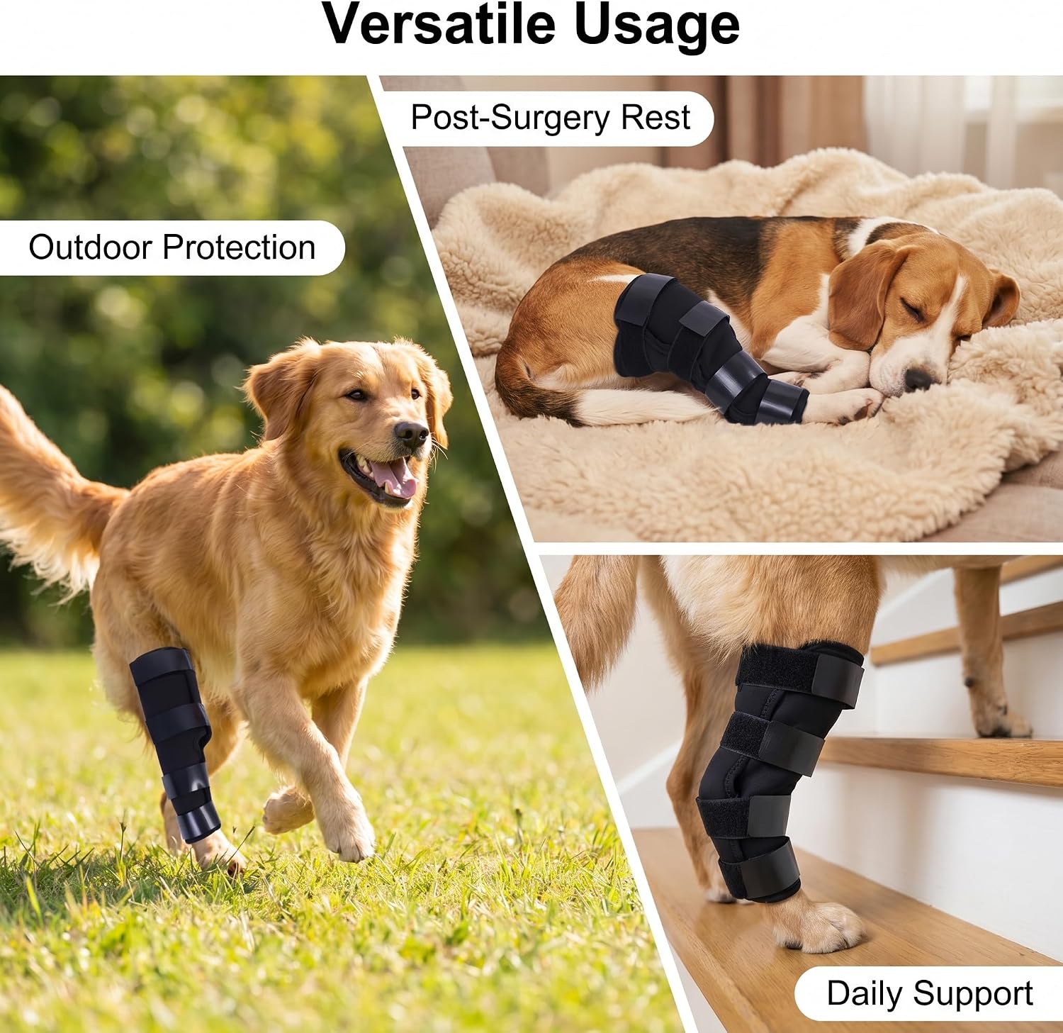 Dog Front Leg Brace Large Size, Breathable Canine Elbow & Carpal Joint Support Wrap, Thick Padding Pet Front Leg Stabilizer for Arthritis Sprain Injury Post-Surgery Recovery, Black