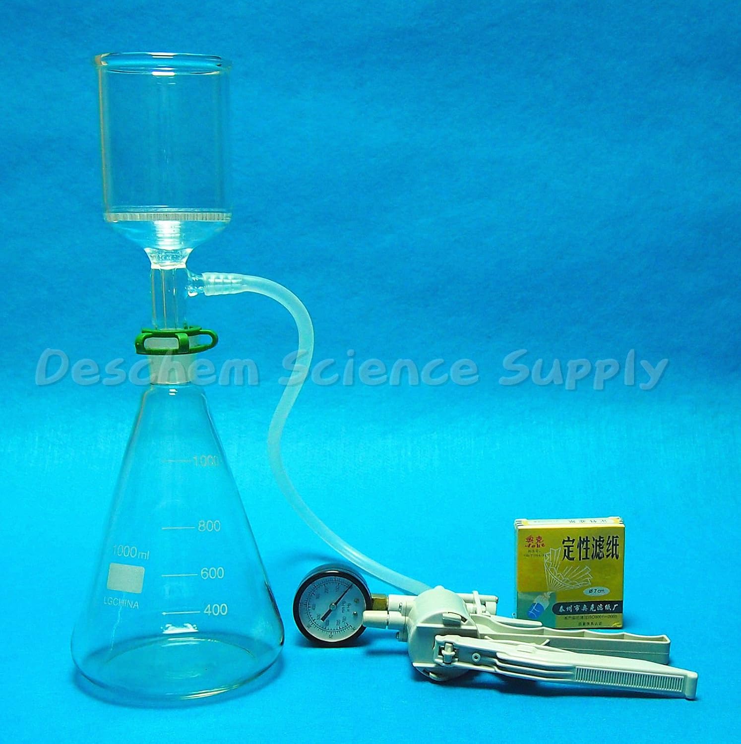 1000ml Suction Filtration Unit 350ml Pore Plate Buchner Funnel 1L Flask & Vacuum Pump Kit