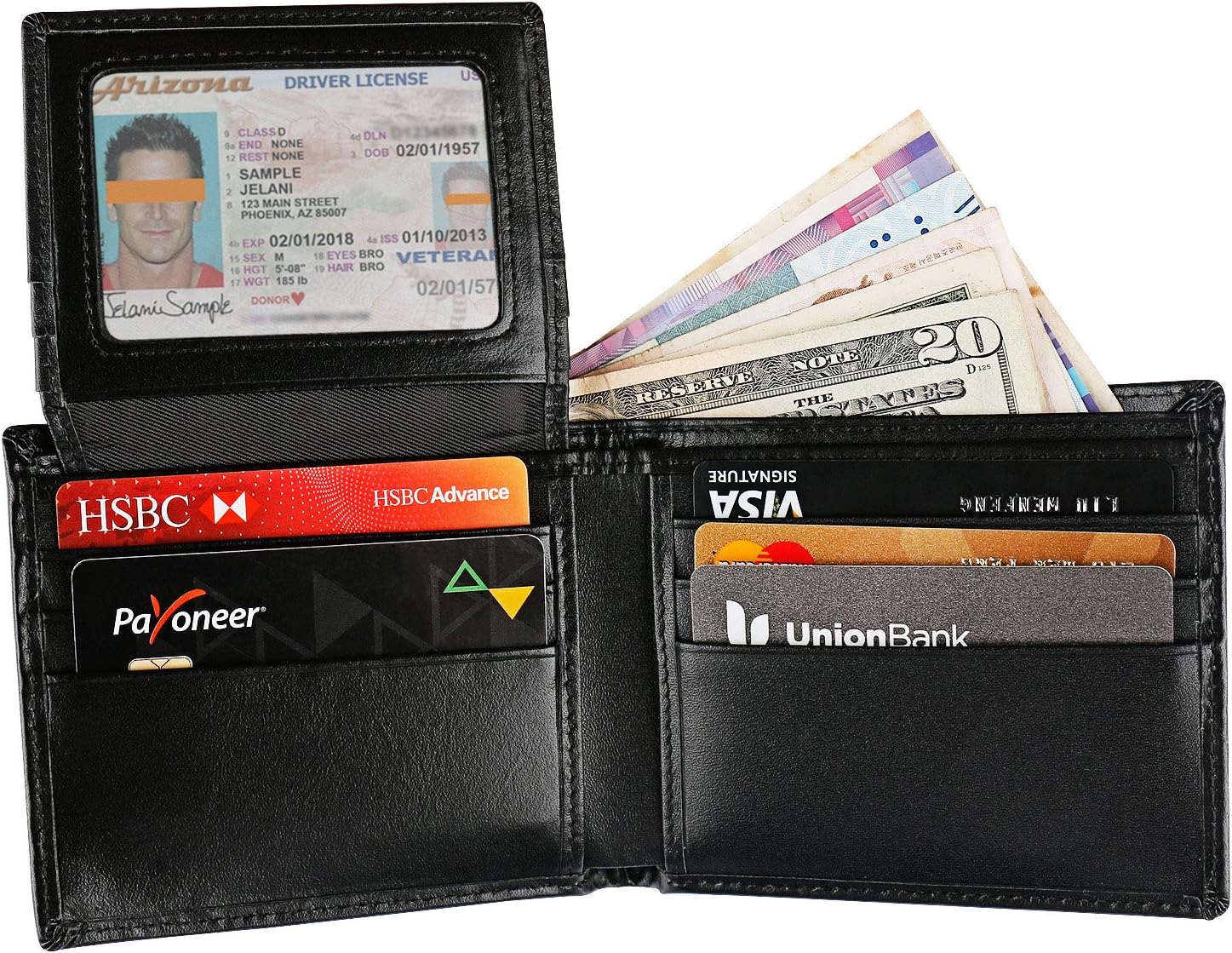 HOMETEKE RFID Blocking Wallet Genuine Leather Wallet for Men Travel Bifold