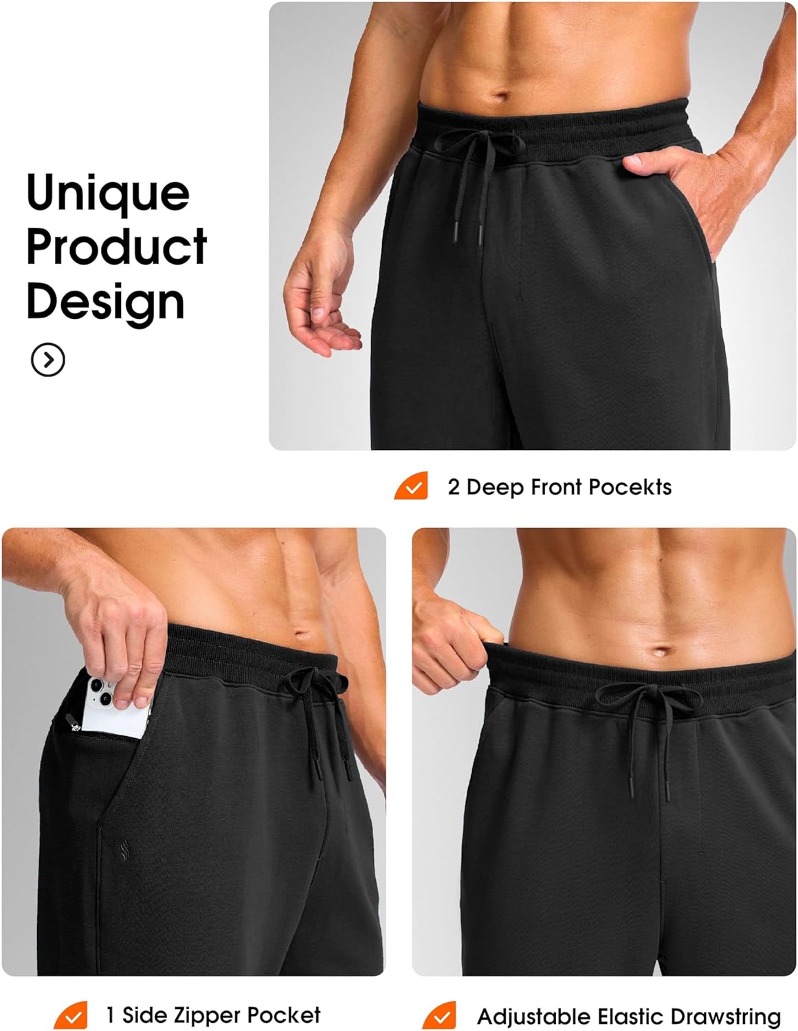 Soothfeel Men's Fleece Sweatpants Cotton Open Bottom Straight Leg Baggy Winter Warm Pants Sweatpants - Image 5