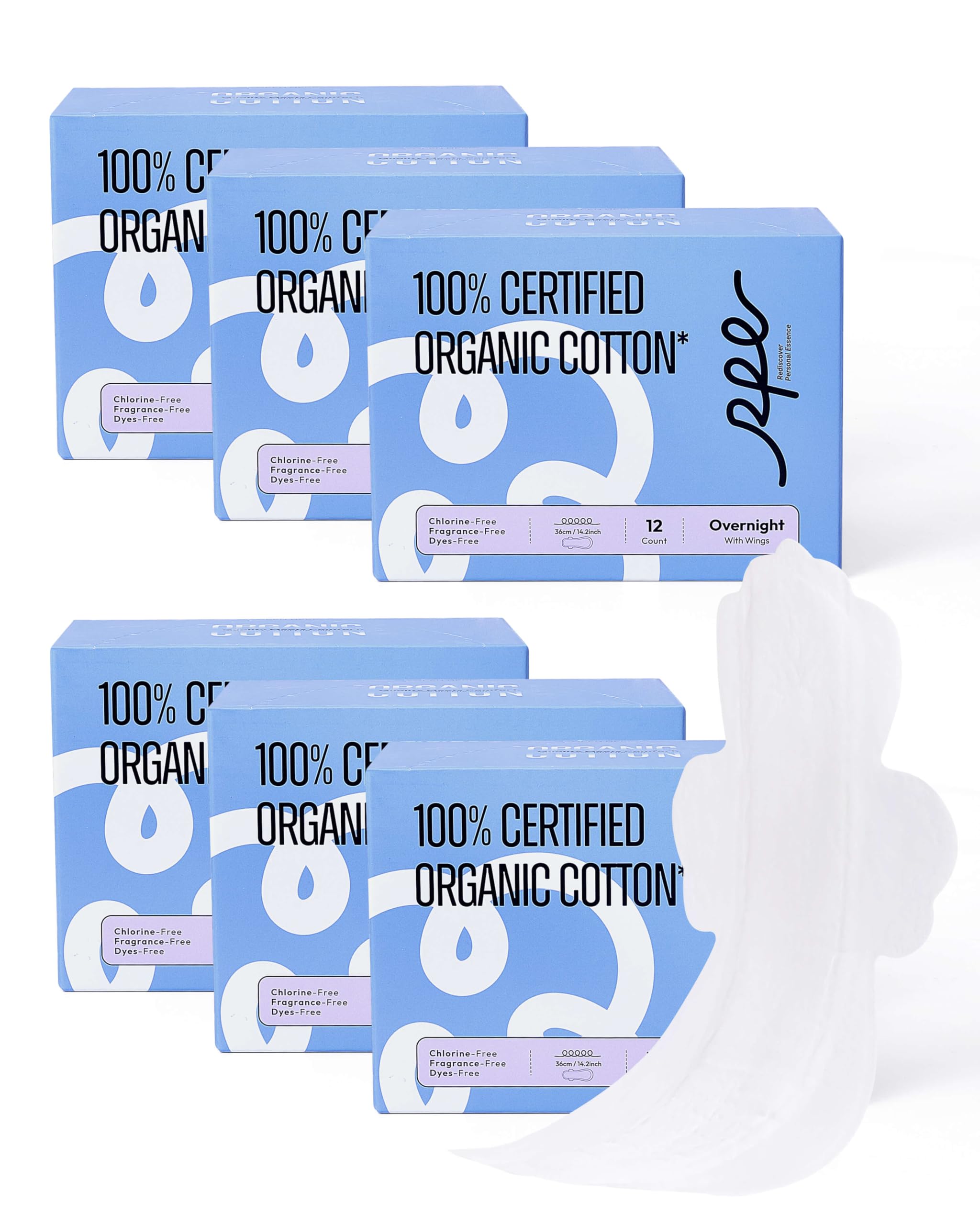 Almohadillas sanitarias 100% orgánicas para mujer, ultra finas, extra pesadas, con alas, almohadillas menstruales de algodón, cobertura adicional, almohadillas femeninas de súper absorción (durante la
