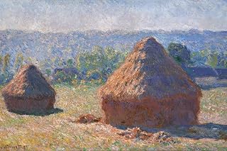 ART.COM Wall Art Print Haystacks, End of the Summer, Morning Effects by Claude Monet, 36" x 24"