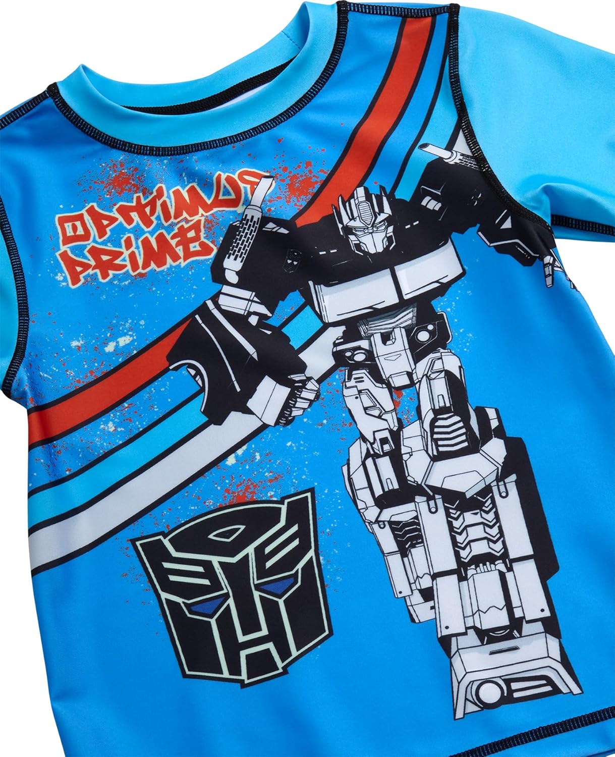 Transformers Optimus Prime Boys Swim Set-2 piece Megatron Toddler and Boys Swim Trunk and Short Sleeve Rash Guard Shirt