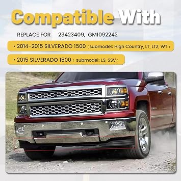ECOTRIC Front Valance Panel Apron Compatible with 2014 2015 Silverado 1500 | Front Lower; Compatible with 2014 2015 Silverado 1500 Air Dam Bumper Deflector; Replace for GM1092242 23423409