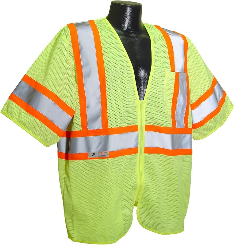 Radians SV22-3ZGM-XL Polyester Mesh Economy Class-3 Safety Vests with Two Tone Trim, X-Large, Green