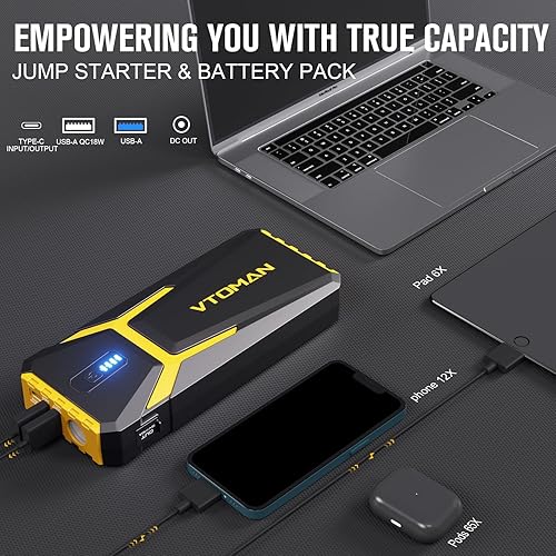 Miniatura 3 de VTOMAN V10 Pro Jump Starter + inflador de neumáticos X6 Pro Compresor de aire portátil, 4500A arrancador de coche portátil + bomba de aire
