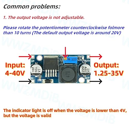 Miniatura 3 de WWZMDiB LM2596 Convertidor de CC a CC Buck Indicador LED con disipador de calor 3.2-40V a 1.25-35V Fuente de alimentación Módulo descendente (06