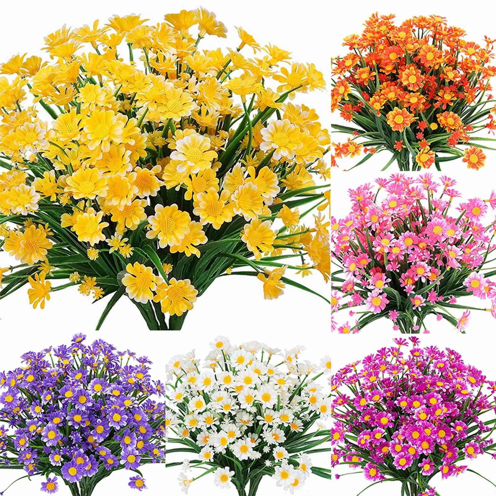 12 Mazzi Di Margherite Artificiali Viola, Rosa E Gialle: Un'esplosione Di Colore Per La Tua Casa E Il Tuo Giardino!