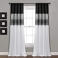 Vista 23 de Lush Décor Panel de cielo nocturno para sala de estar, dormitorio, comedor (cortina individual), 84 "x 42", gris y negro