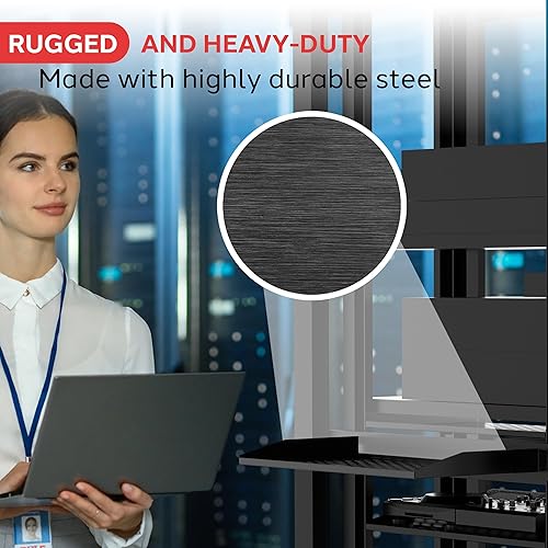 Vista 5 de Pyle Estantes para rack de servidores 1U+2U de 19 pulgadas, bandeja de montaje universal para racks y gabinetes de computadora, compatible