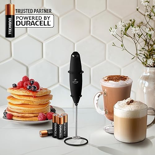 Miniatura 6 de Zulay - Potente espumador de leche con 4 pilas Duracell incluidas, manual, potente espumador de leche para capuchino, frappé, matcha y crema de