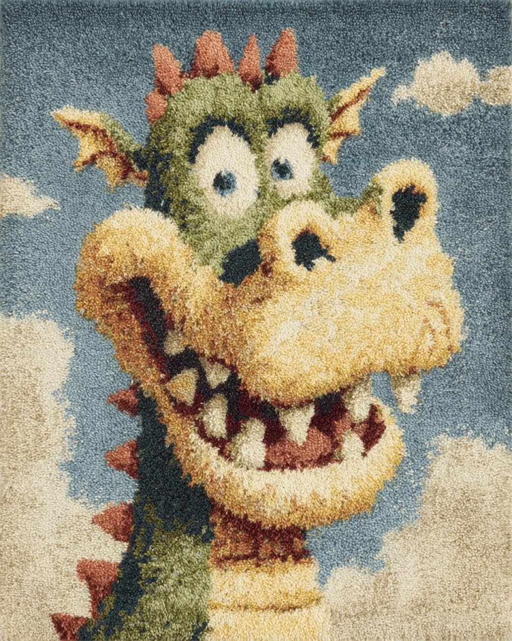 AMBATTERY Carpet Latch Hook Kit Cartoon Dragon 55x75cm