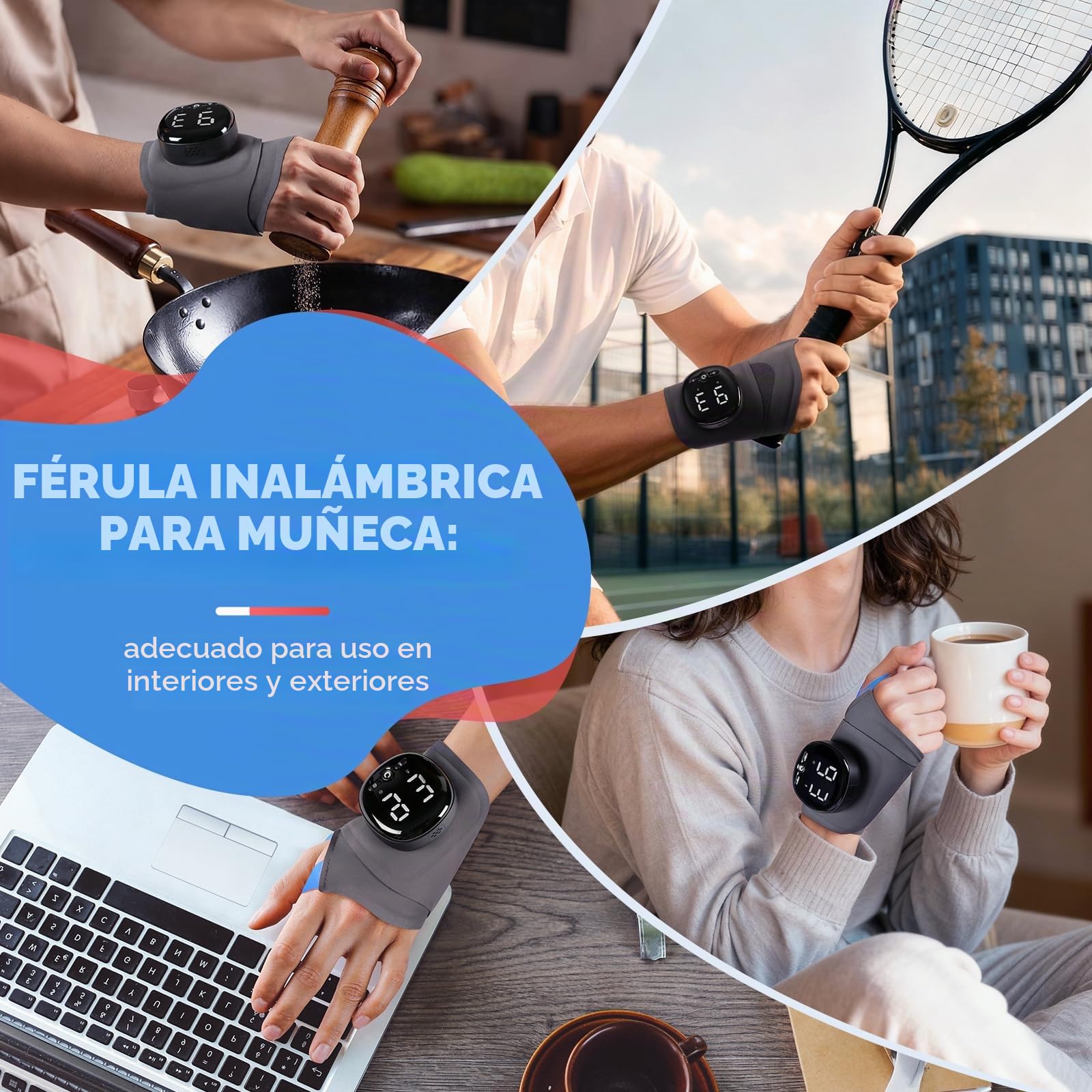 Muñequera inalámbrica con calor y masaje, alivio para túnel carpiano, artritis y tendinitis, regalos de cumpleaños para mujeres y hombres, regalos del día de la madre, mano izquierda/derecha