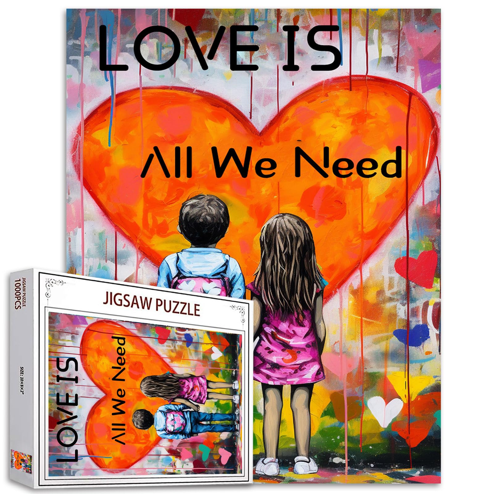 Banksy Street Art Jigsaw Puzzles 1000 Pieces for Adults, Families (Boy and Girl,Love,Heart,Letter,Child) Pieces Fit Together Perfectly 19.7''x27.6''inch DoodleFrameable Magic Puzzle Art(Colorful)