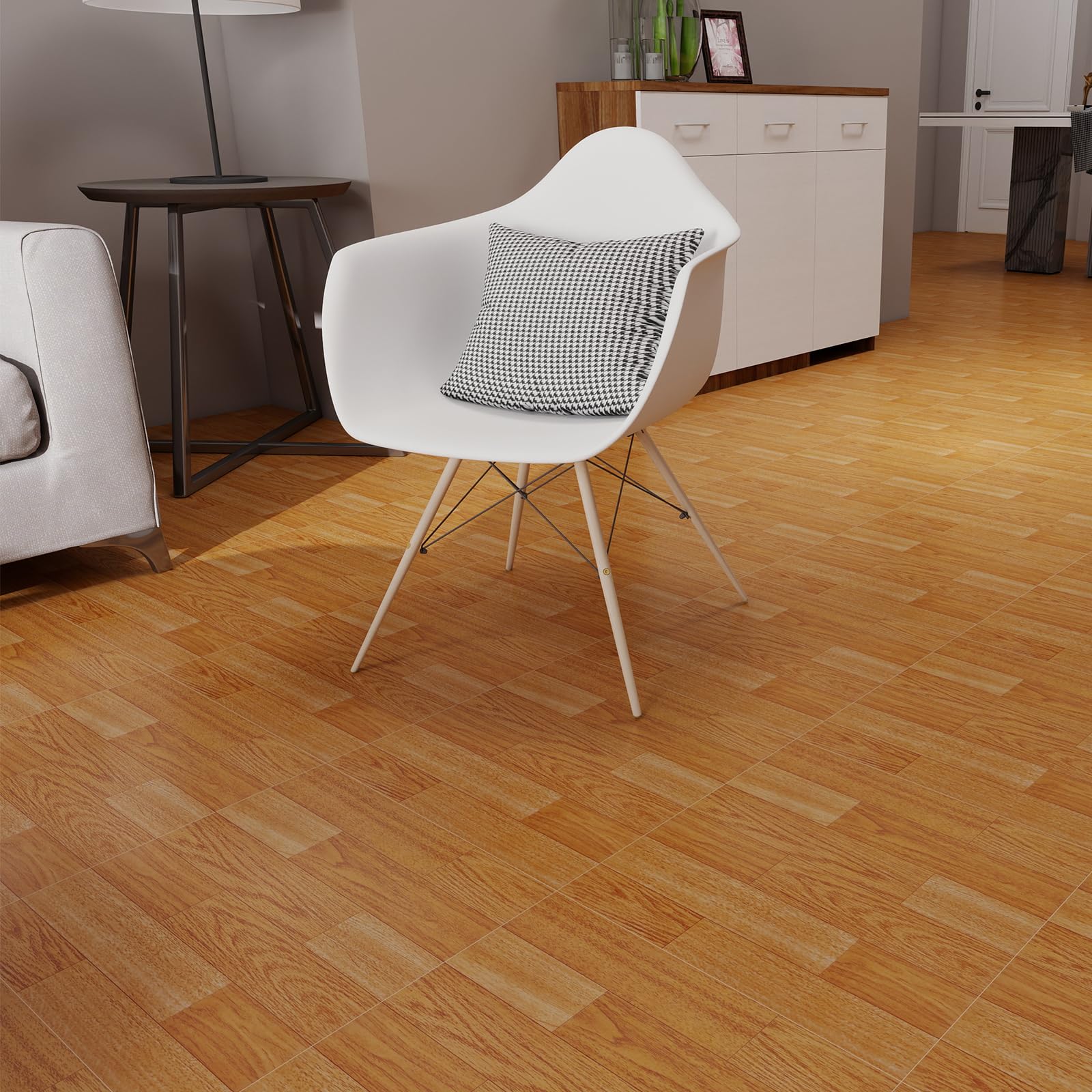 Lot de 30 carreaux de sol autocollants en vinyle imperméable pour salle de bains, cuisine, mur, cheminée (30,5 x 30,5 cm, chêne naturel)