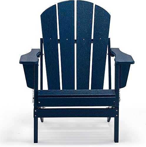 Miniatura 10 de WestinTrends Malibu HDPE - Silla plegable Adirondack de polietileno para exteriores, color azul marino
