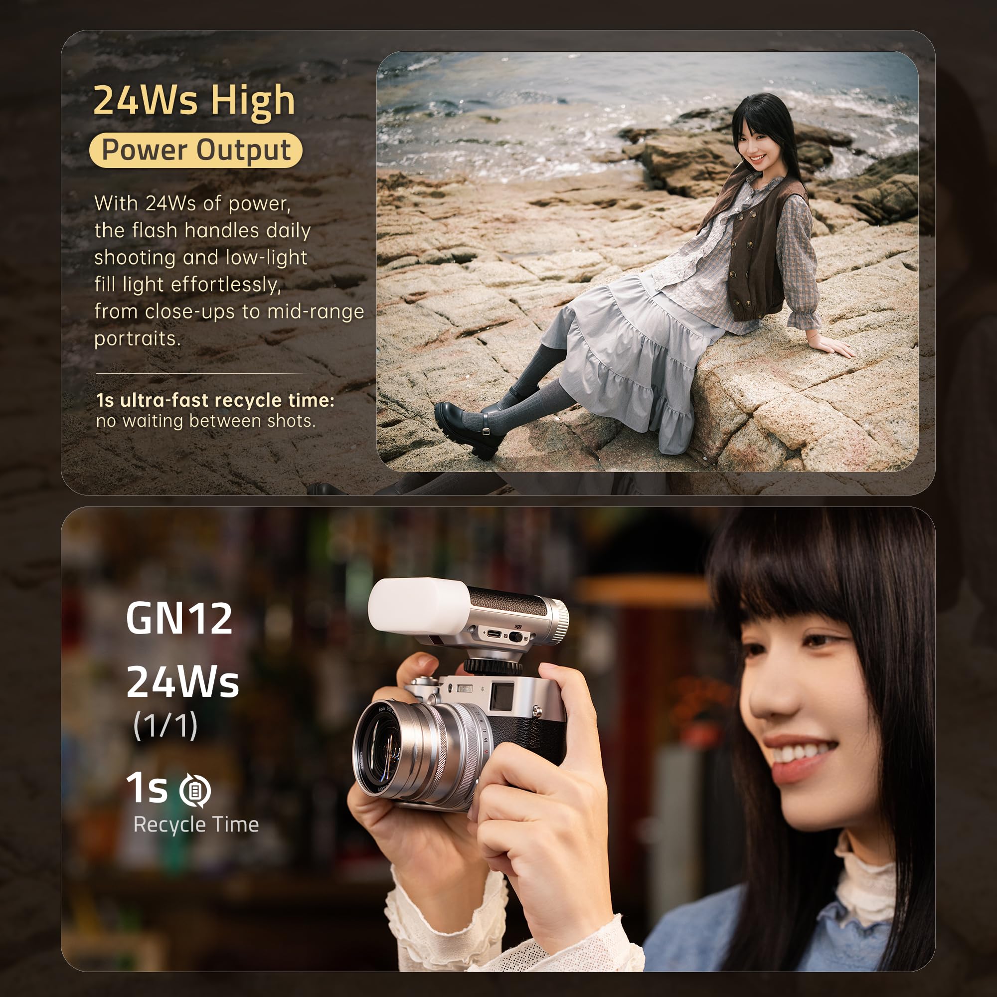 VILTROX Vintage Z1 Pro TTL Retro On-Camera Flash con Touch Display, 24Ws 1s Riciclare GN12 CCT 6000K ± 200K Mini Flash per Fotografia Portatile Illuminazione (per Nikon)