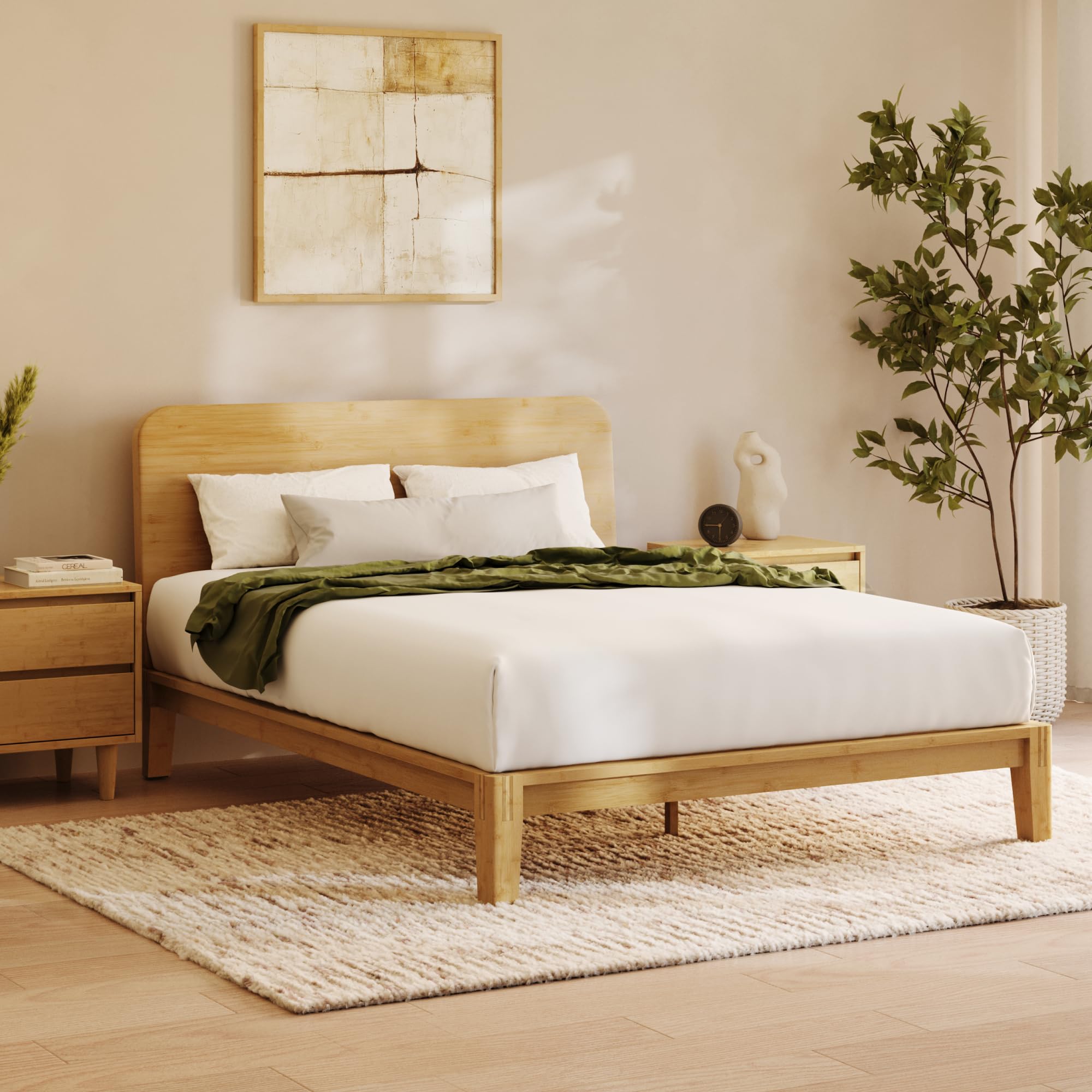 Amazon.com: Nectar Bamboo Platform Bed Frame & Headboard - Natural