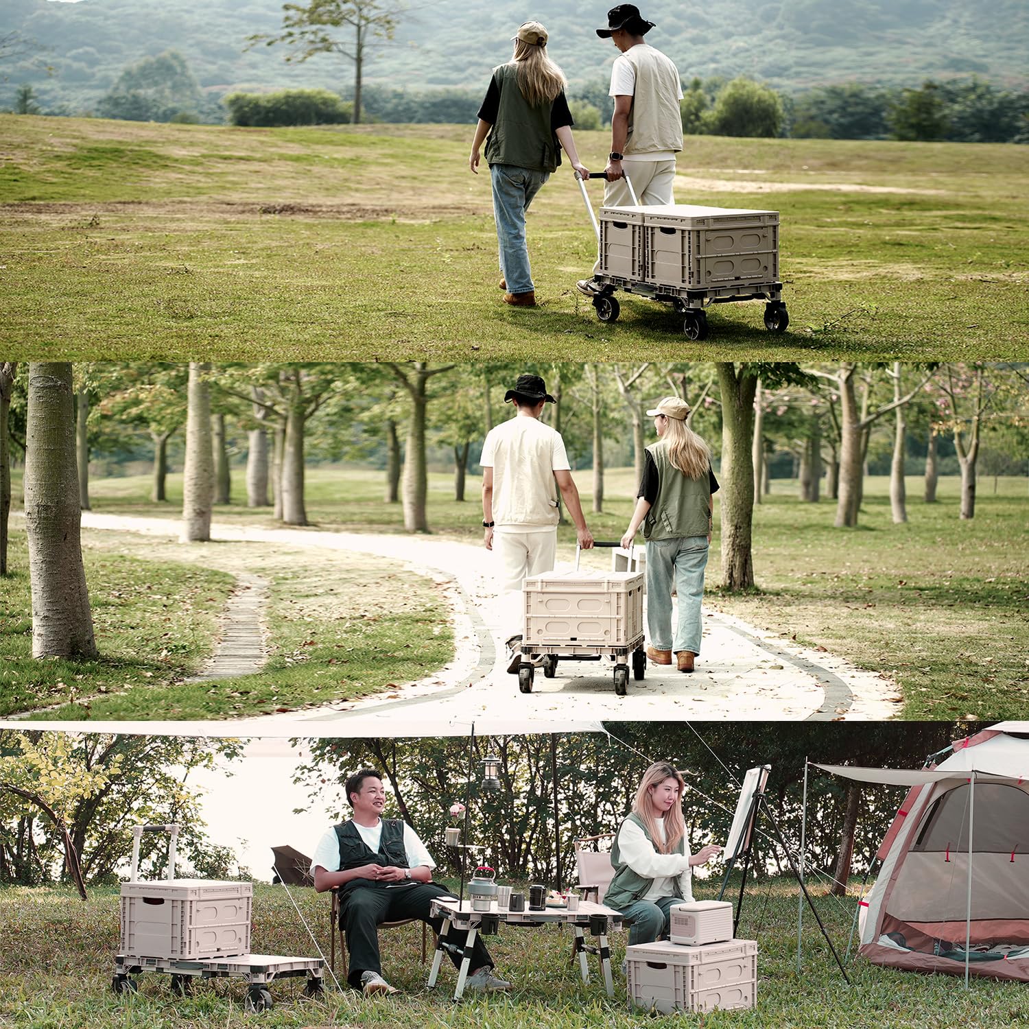 Amazon.com: APOXCON 3 Pieces Camping Table Cart Set Multi-Purpose