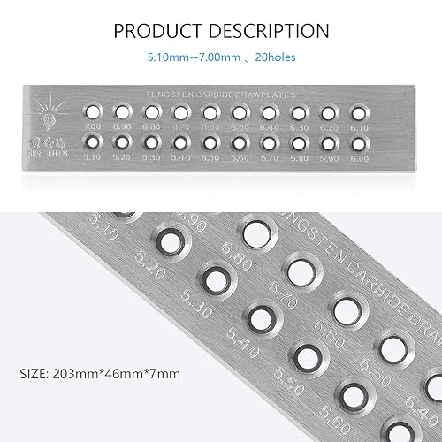 Miniatura 4 de CGOLDENWALL Juegos de placas de alambre de carburo de tungsteno para hacer joyas, agujero redondo