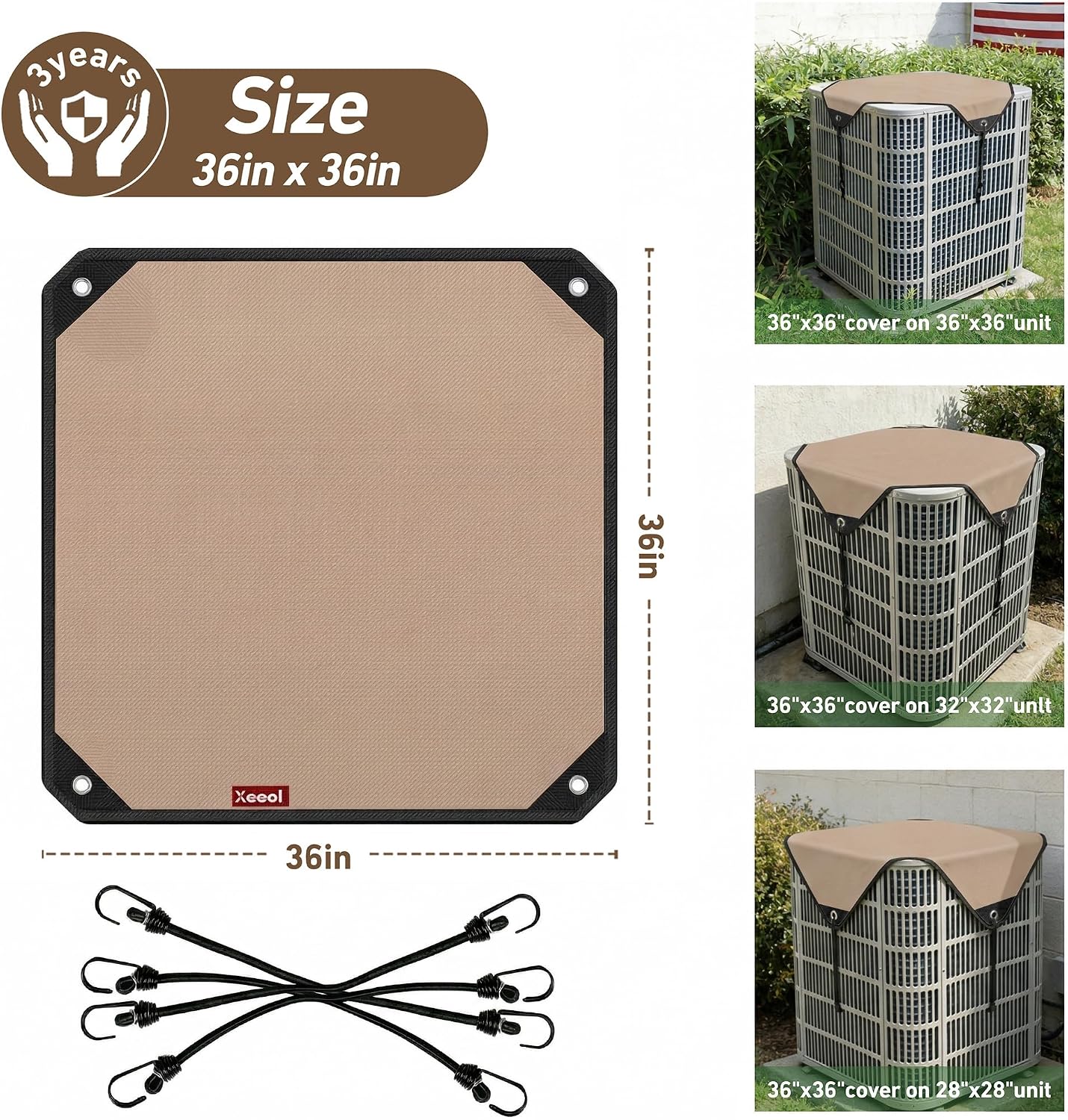 Air Conditioner Covers for Outside Units 36 x 36, 600D Oxford image 2