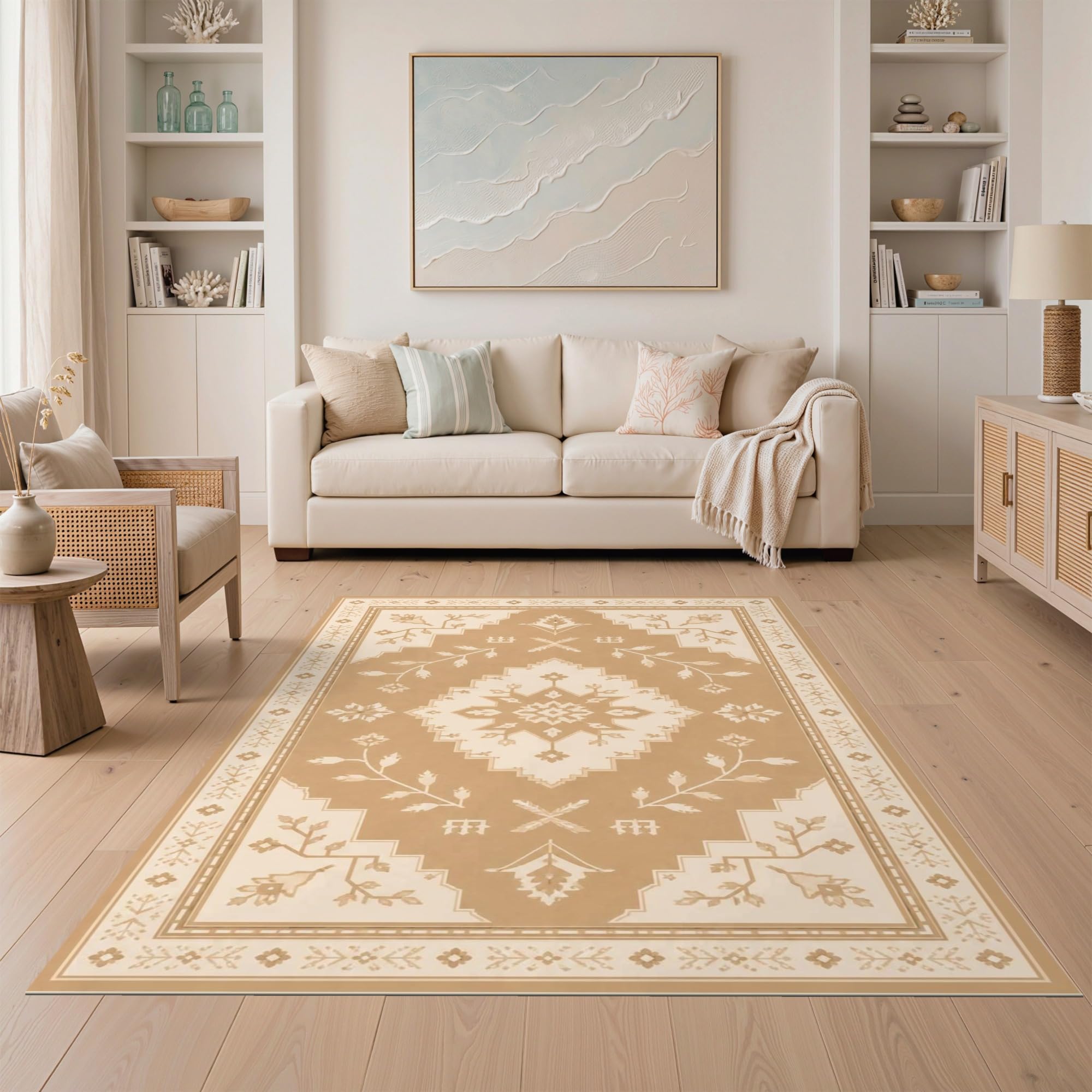 5'x7' Ivory Medallion Botanic Diamond Ultra-Soft Area Rug Ivory/Pattern 1 5' x 7' (Rectangular) Ultra-Soft Silk-Touch (Med Pile)