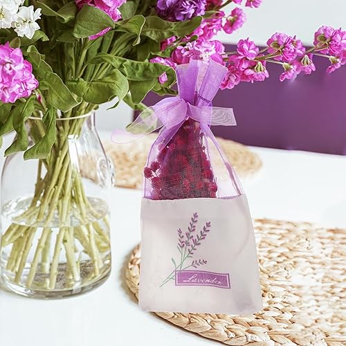 Miniatura 5 de Bolsas de bolsita de lavanda Lavanda seca a granel pequeña bolsa de dulces 30 unids bolsa de bolsitas vacías, fragancia de impresión de flores Bolsa