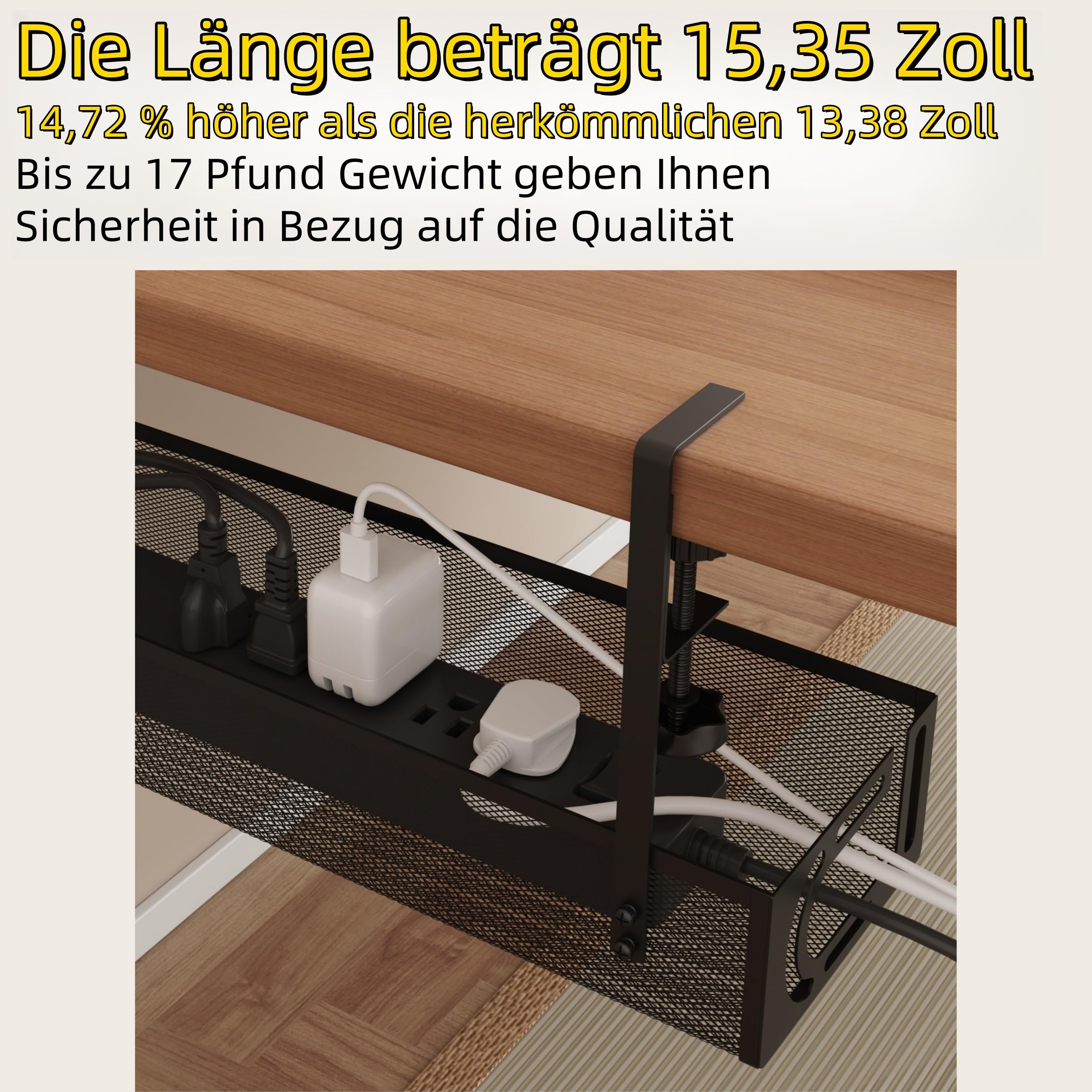 SleekTray Under Desk Cable Management Tray No Drill Wire Organizer - View #4