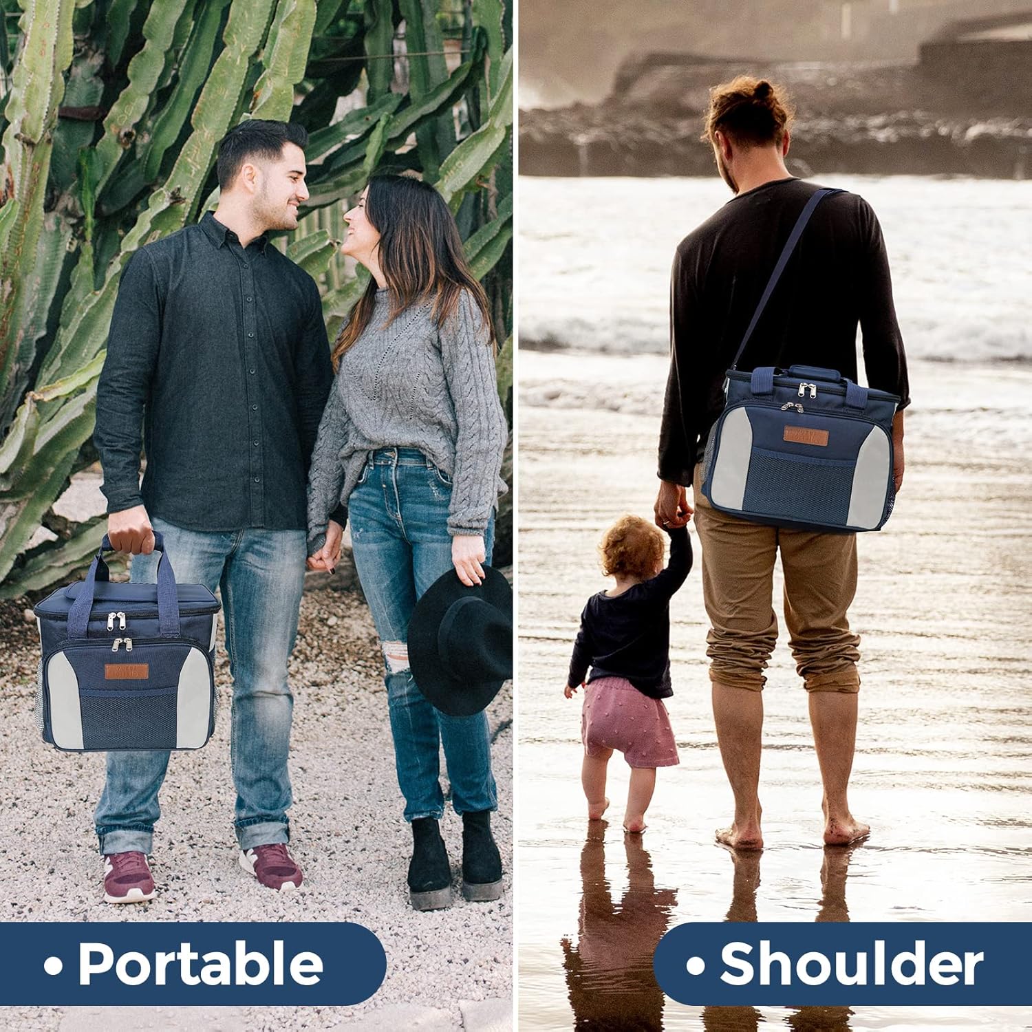 Cooler Bag 40 Cans Plus，Lunch Bags Insulated Soft Coolers Insulated, Double Leakproof Soft Sided Collapsible Beach Cooler for Picnic,Camping, Grocery,Travel,（25L
