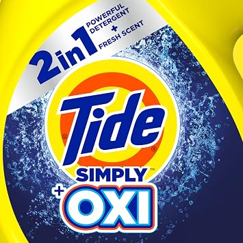 منظف الغسيل Tide Simply Oxi Boost + Ultra Stain Release، 10 أونصة سائلة، 6 حمولات، قوي على البقع، يبيض، يضيء، رائحة نسيم منعشة