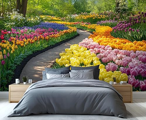 Miniatura 29 de Mural de pared 3D de pintura al óleo para jardín, mural de pared 3D de jardín de cabaña europea, mural de papel tapiz de bosque que explota de Fondo