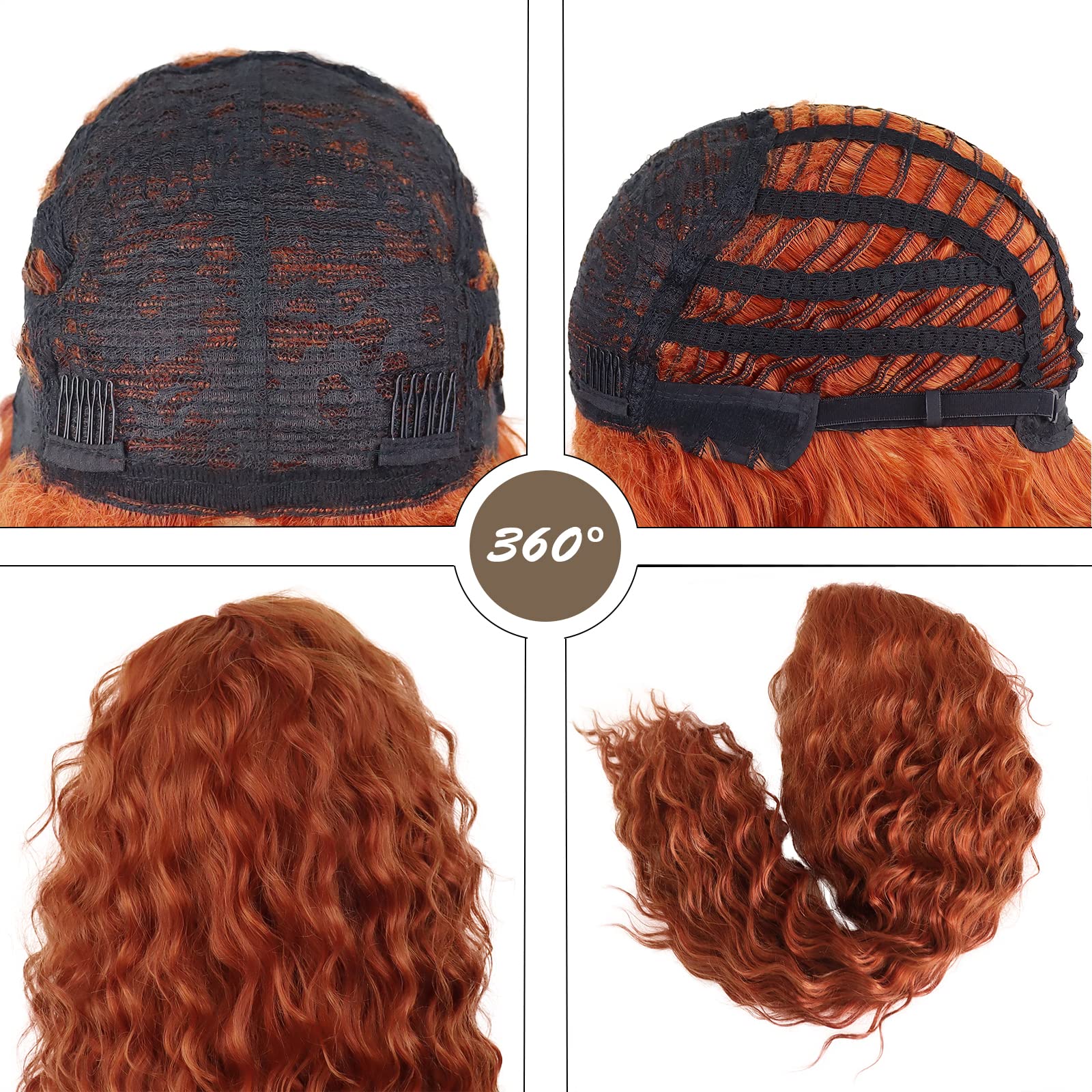 Amazon.com : GNIMEGIL Long Ginger Red Orange Curly Wig Synthetic